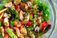 Summer Pesto Shrimp Tomato Salad