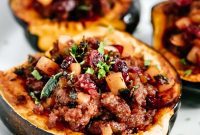 Savory Sausage Acorn Squash Boats