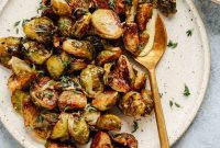 Crispy Roasted Brussels Sprouts with Zesty Mayo Mustard