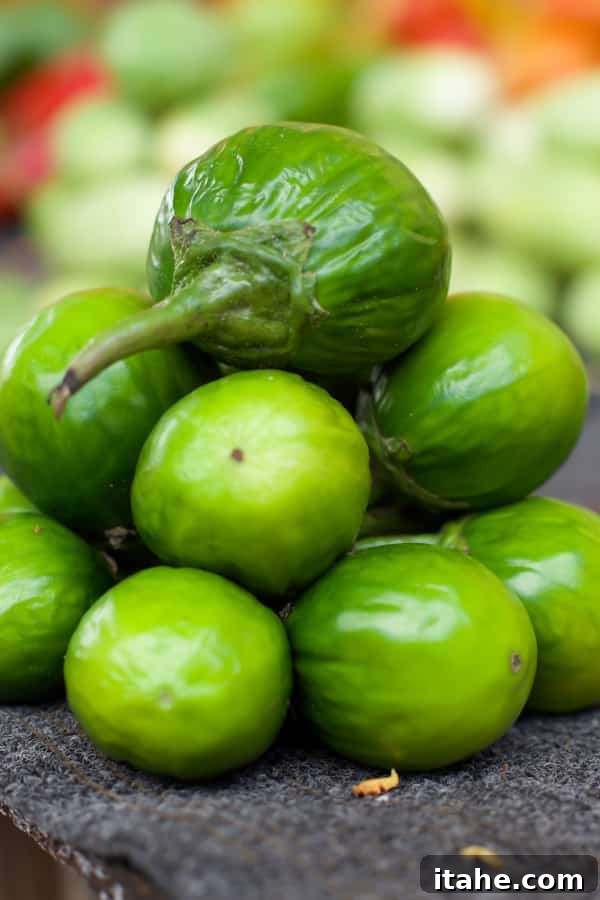 Brazilian Feiras: A Taste of Local Life 7 A detailed close-up of several Jiló, presenting as small, vibrant green, elongated eggplant-like vegetables.