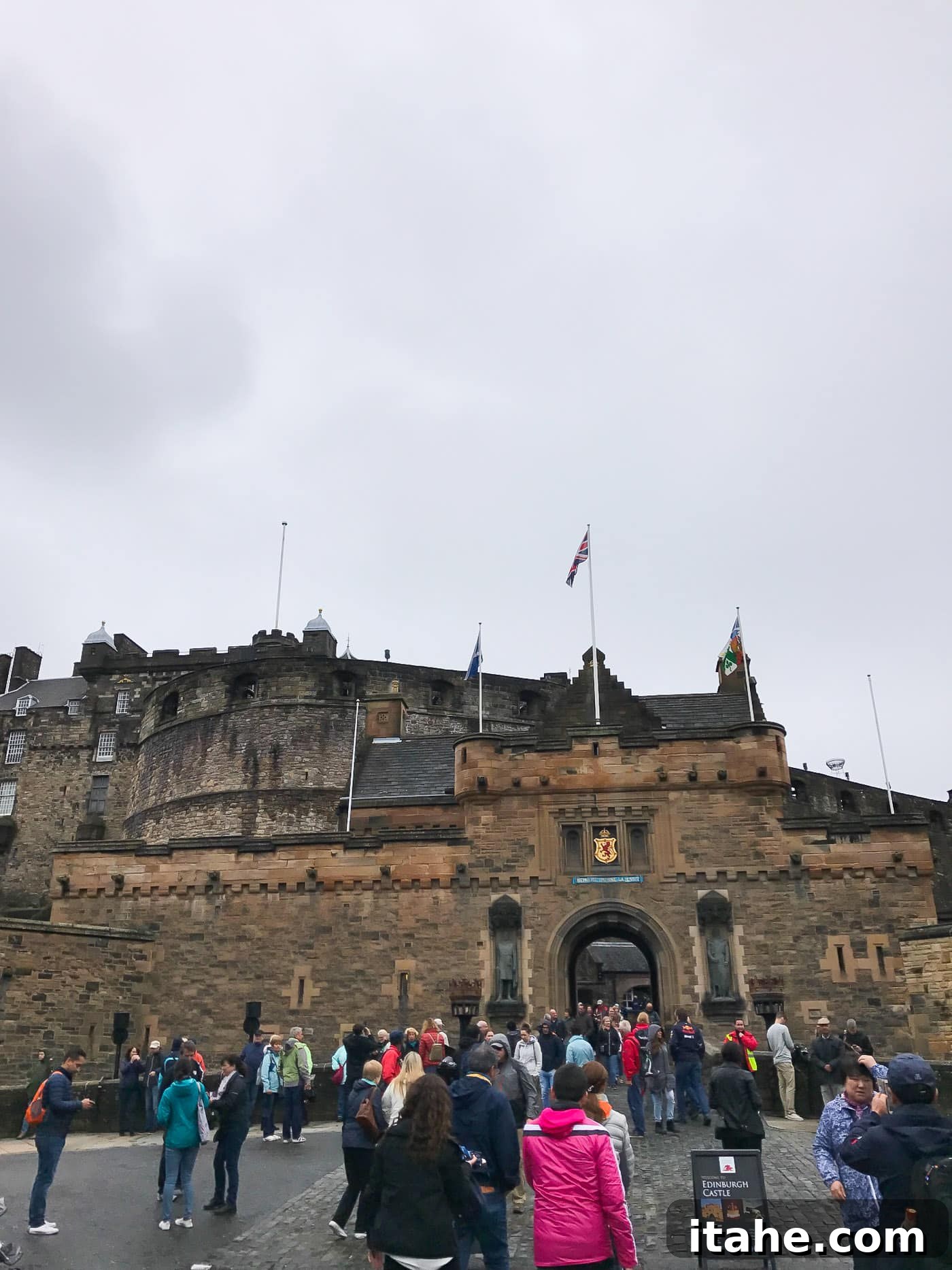 The formidable Edinburgh Castle standing proudly against a dramatic sky