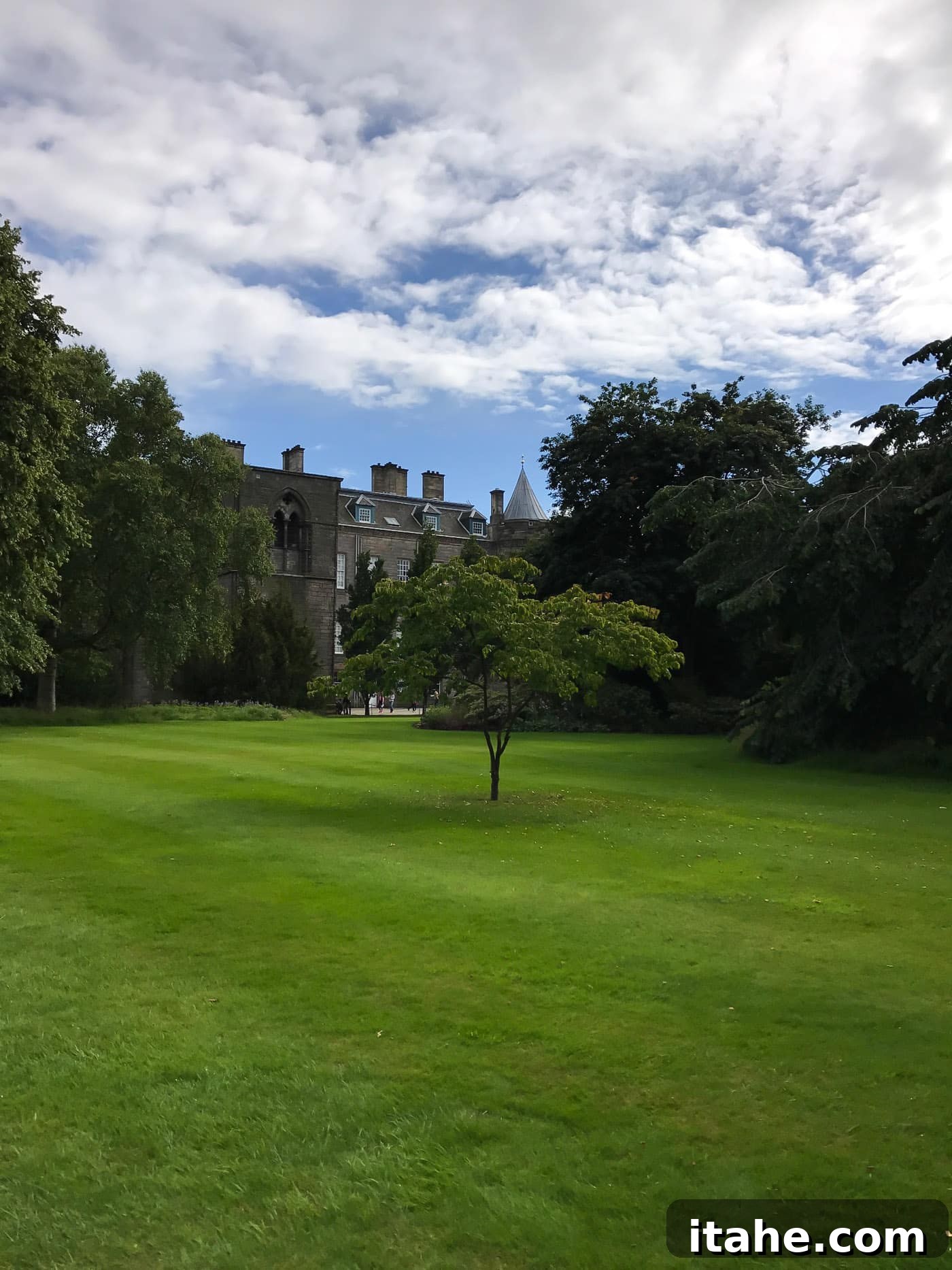 The grand exterior of The Palace of Holyroodhouse in Edinburgh