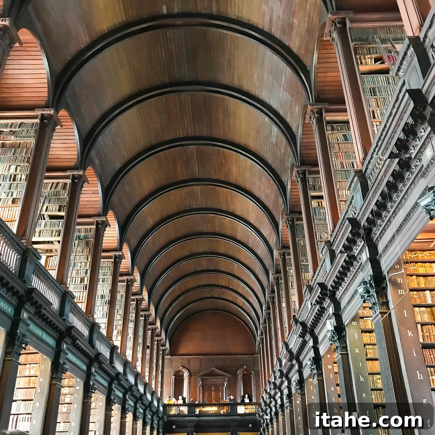 The grand, historic Long Room of the Library of Trinity College Dublin