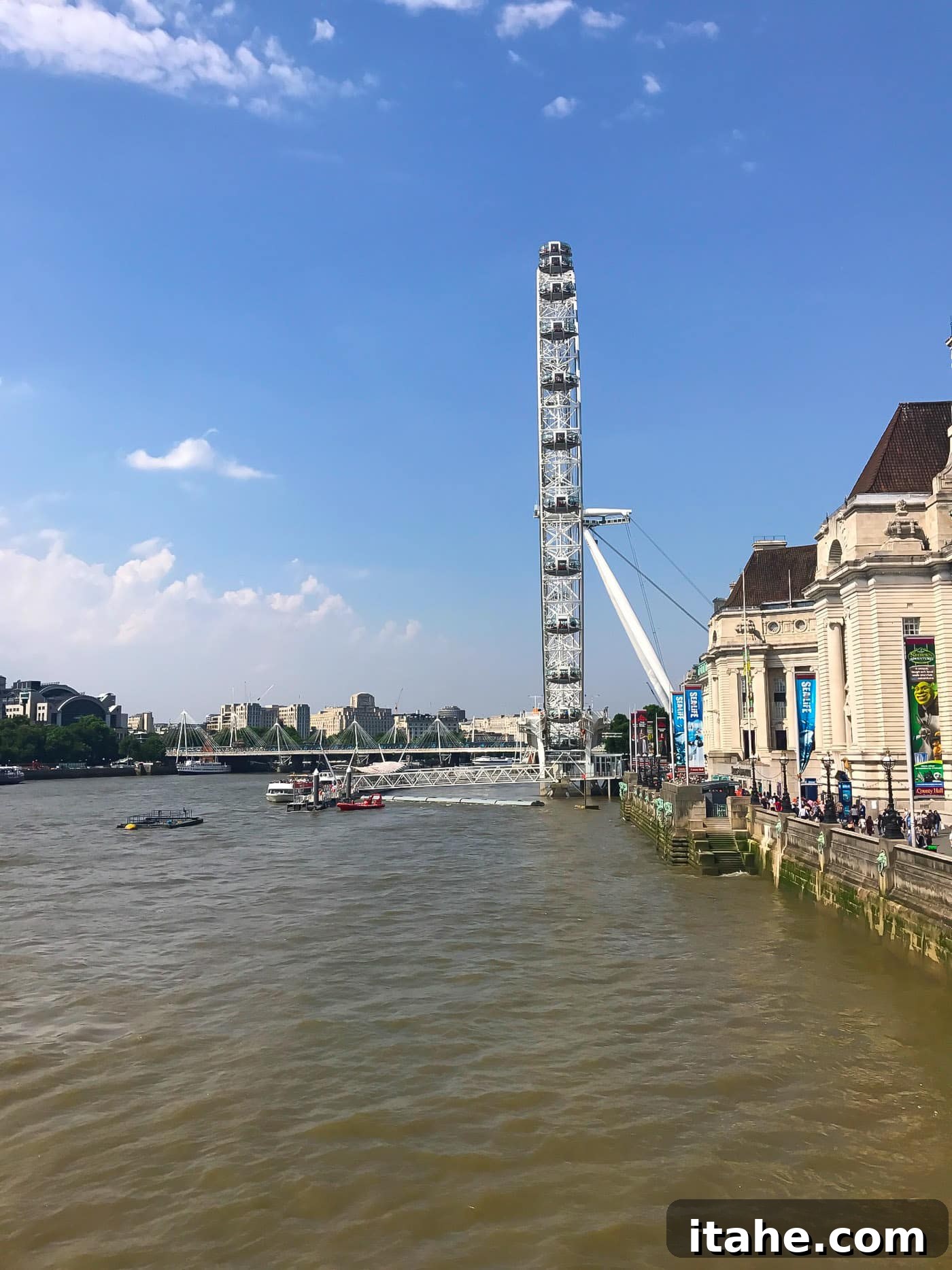 The iconic London Eye standing tall against the city skyline