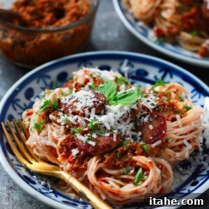Sun-Kissed Tomato Pesto with Savory Italian Sausage Pasta 2 Italian Sausage Sun-dried Tomato Pesto Pasta
