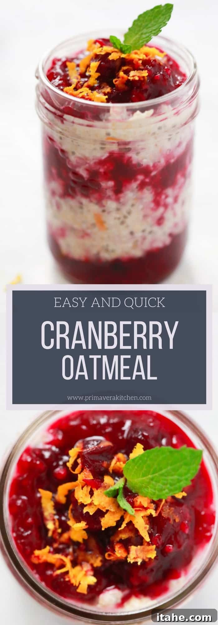 Enjoying Your Easy Cranberry Oatmeal A vibrant close-up of cranberry oatmeal served in a bowl, highlighting the rich colors and textures of the oats and cranberry sauce, ready for a satisfying breakfast.