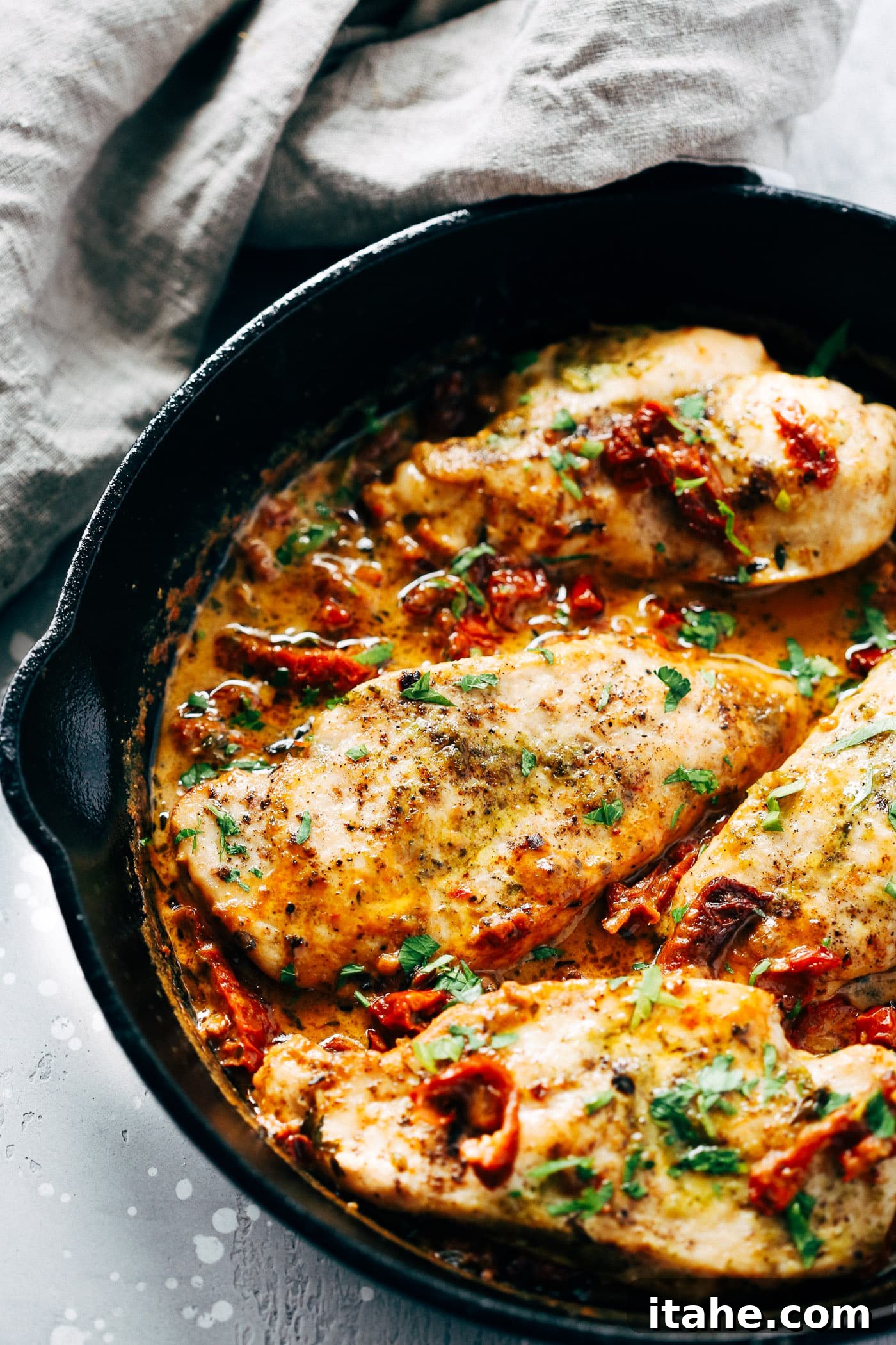 Creamy Parmesan Chicken Skillet, a quick and easy recipe from Primavera Kitchen