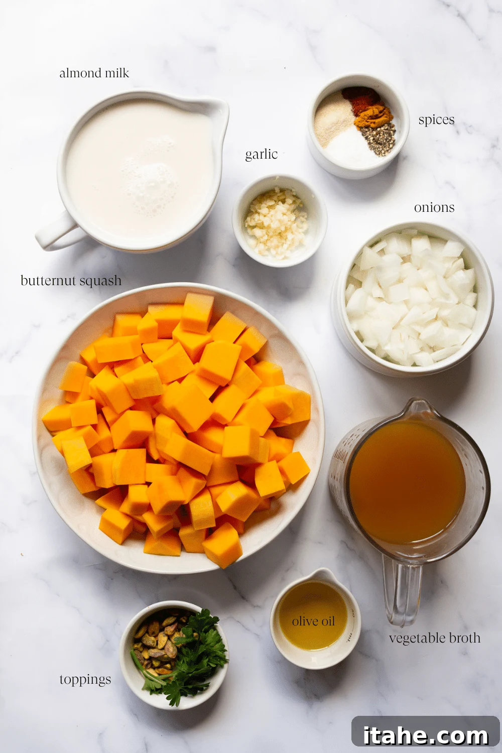 Ingredients separated into bowls.