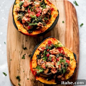 Sausage and Kale Stuffed Acorn Squash