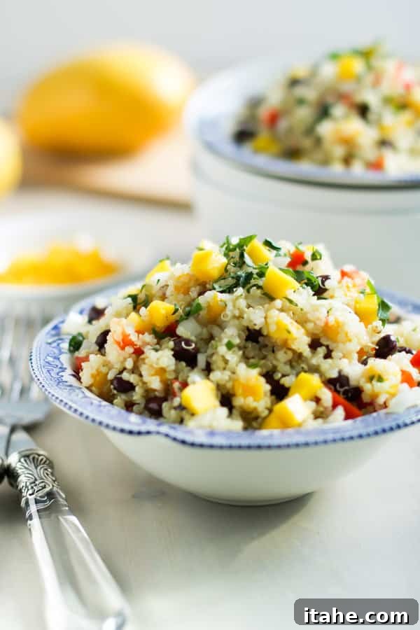 Mango Quinoa Salad Mango Quinoa Salad Primavera Kitchen Recipe - A vibrant and healthy salad featuring sweet mango and hearty quinoa.