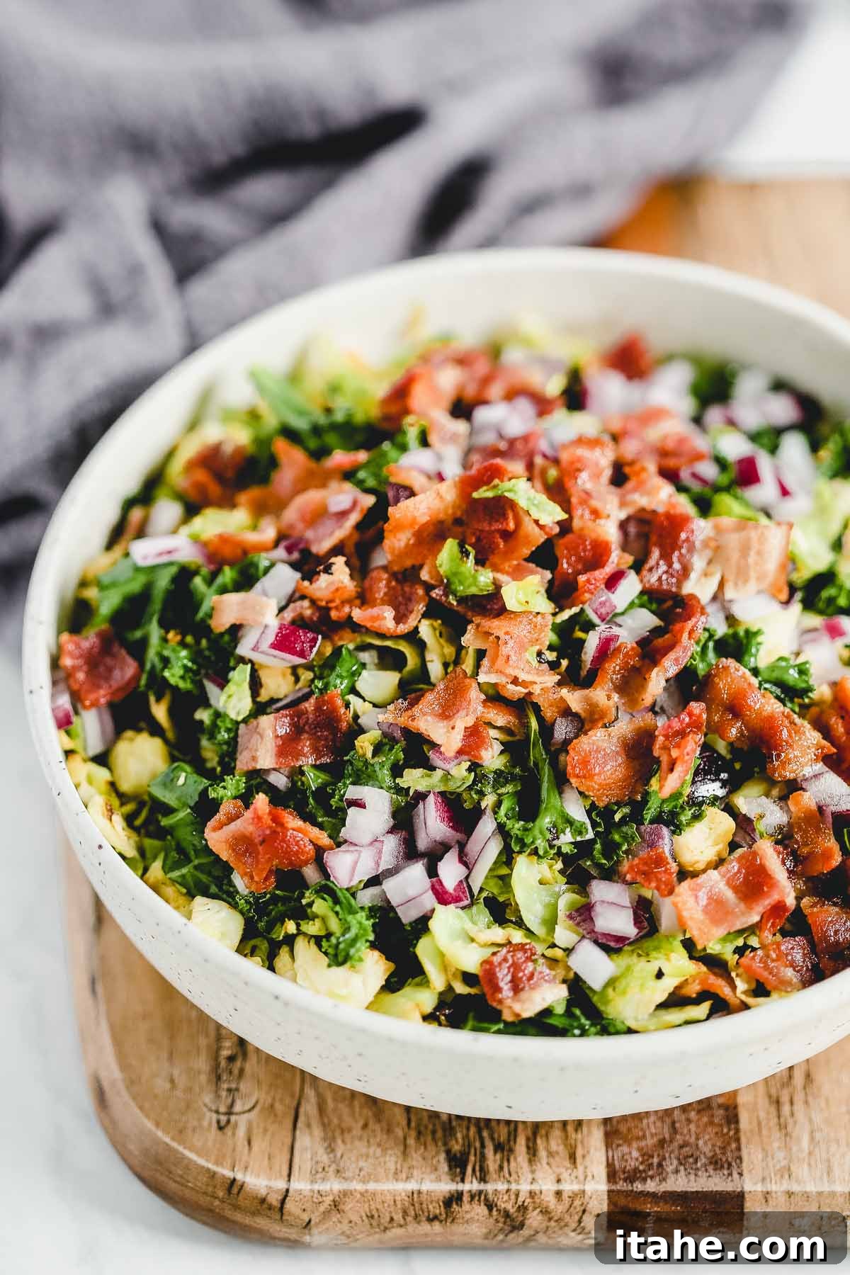 close up of Brussels Sprouts Bacon Salad