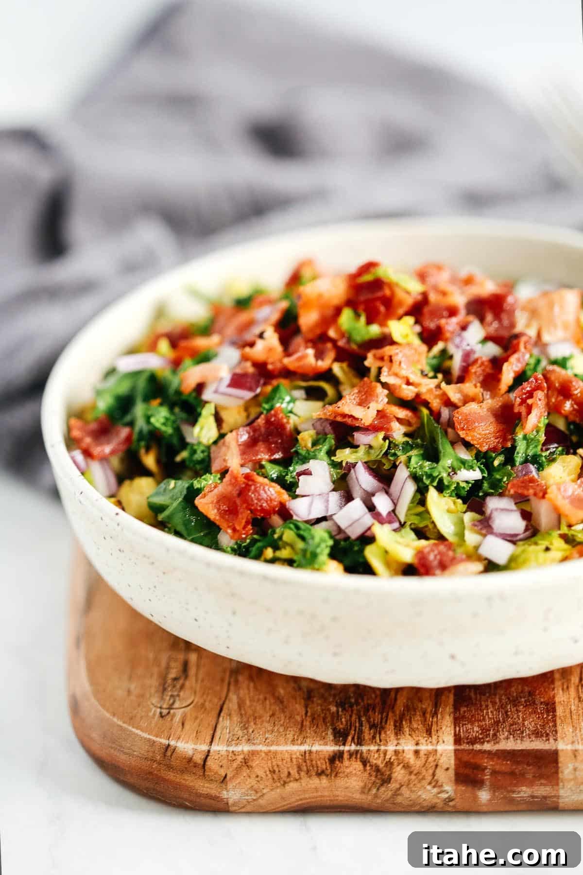 close up of Brussels Sprouts Bacon Salad