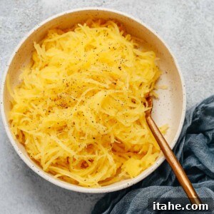 Roasted Spaghetti Squash with fork-scraped strands.