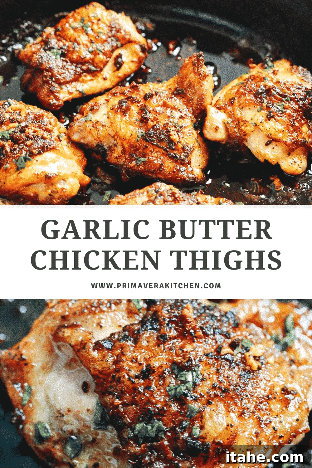 Titled photo collage (and shown): garlic butter chicken thighs
