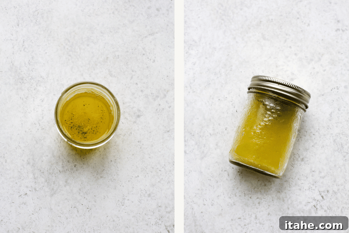 Vinaigrette dressing in a mason jar