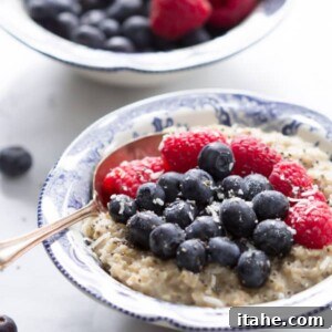 Coconut Berries Oatmeal - a healthy and delicious breakfast recipe.