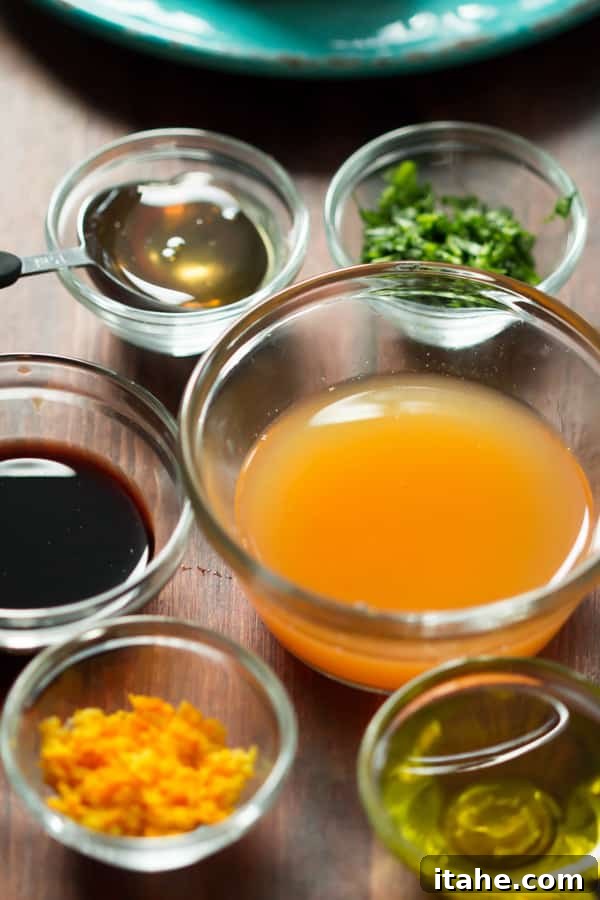 Ingredients for Clementine Salad Dressing: Fresh Citrus and Herbs A close-up shot of clementine segments and fresh parsley, key ingredients for the vibrant dressing