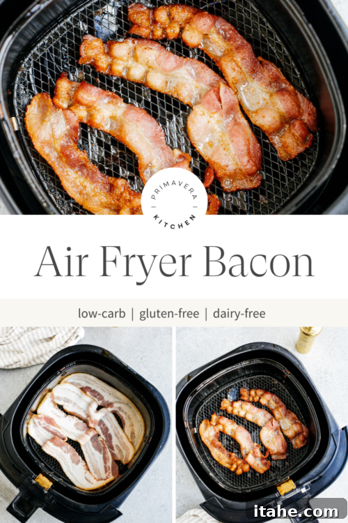 Titled Photo Collage (and shown): Air Fryer Bacon