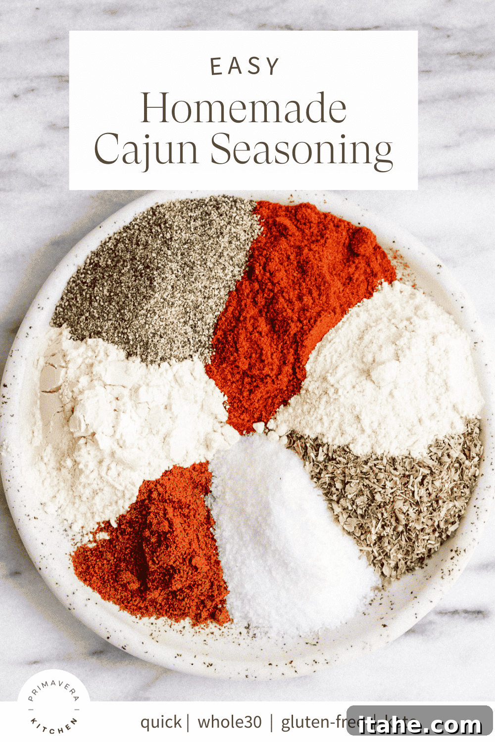 Craft Your Own Cajun Spice Blend 6 A vibrant collage of various spices, with a prominent text overlay that reads "Homemade Cajun Seasoning," highlighting the fresh ingredients.