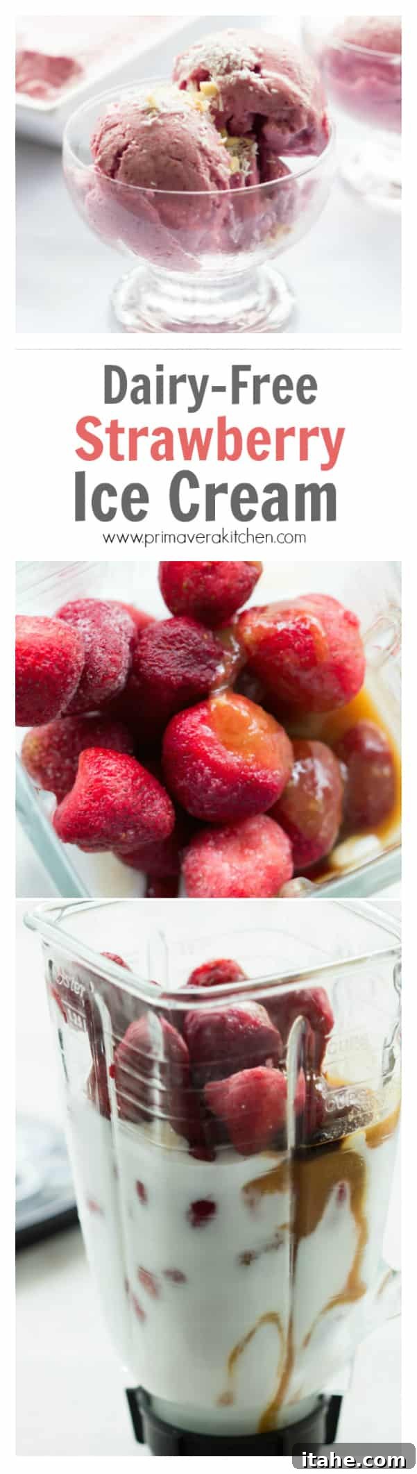 Dairy-free Strawberry Ice Cream - Avoid dairy, refined sugar and trans fat making this healthy and delicious Dairy-Free Strawberry Ice Cream.