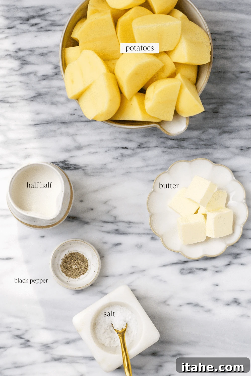 Ingredients for instant pot mashed potatoes.