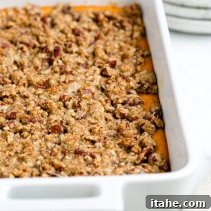 closeup of sweet potato casserole