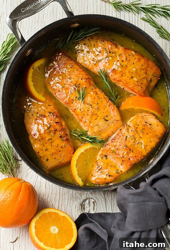 Easy Orange Rosemary Glazed Salmon, a fragrant and flavorful recipe perfect for dinner.