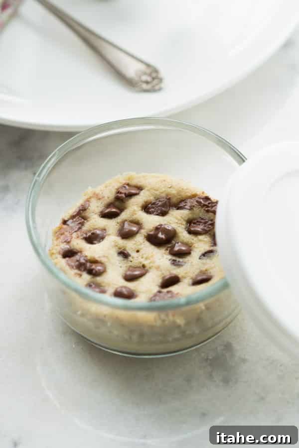 Ingredients for a Gluten-Free Mug Cake On-the-Go laid out on a table