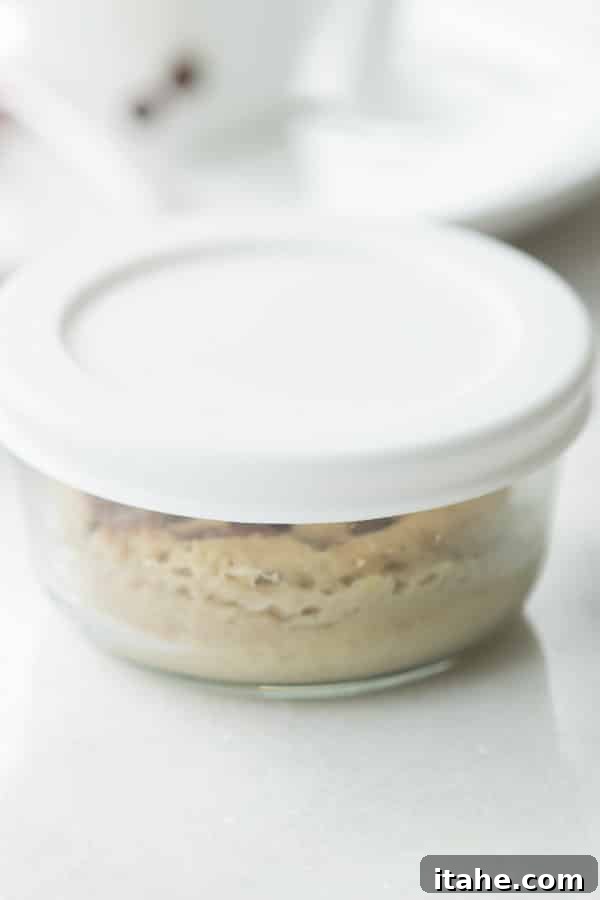 Mixing the batter for Gluten-Free Mug Cake On-the-Go in a bowl