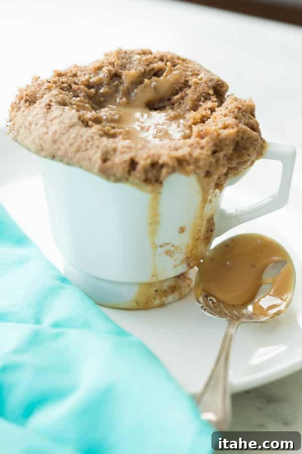 Gluten-free Dulce de Leche Mug Cake, a sweet and quick treat