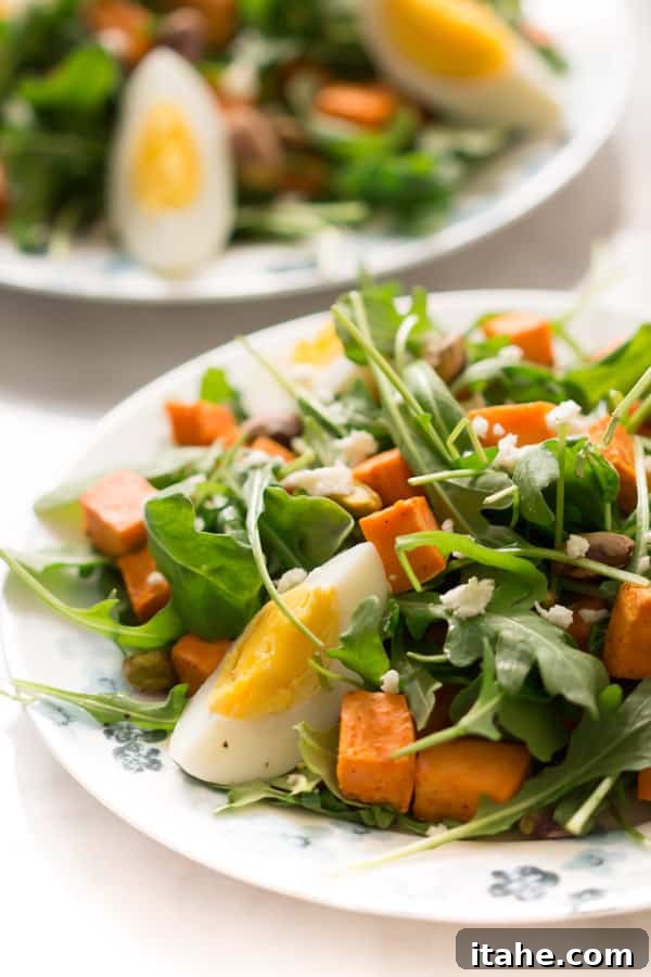 sweet-potato-arugula-salad - This Sweet Potato Arugula Salad is packed with pistachios, sweet potato, feta cheese and a delicious honey Dijon vinaigrette that pairs deliciously with arugula. sweet-potato-arugula-salad - This Sweet Potato Arugula Salad is packed with pistachios, sweet potato, feta cheese and a delicious honey Dijon vinaigrette that pairs deliciously with arugula.