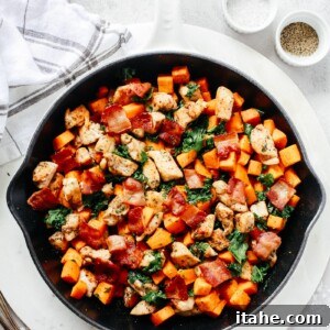 Chicken and Sweet Potato Skillet with Kale