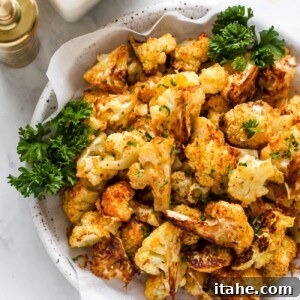 Crispy Cauliflower Poppers 7 Overhead view of crispy cauliflower bites