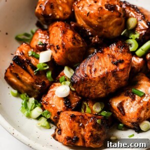 A plate of delicious Air Fryer Salmon Bites.