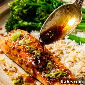 honey garlic salmon on a plate with rice