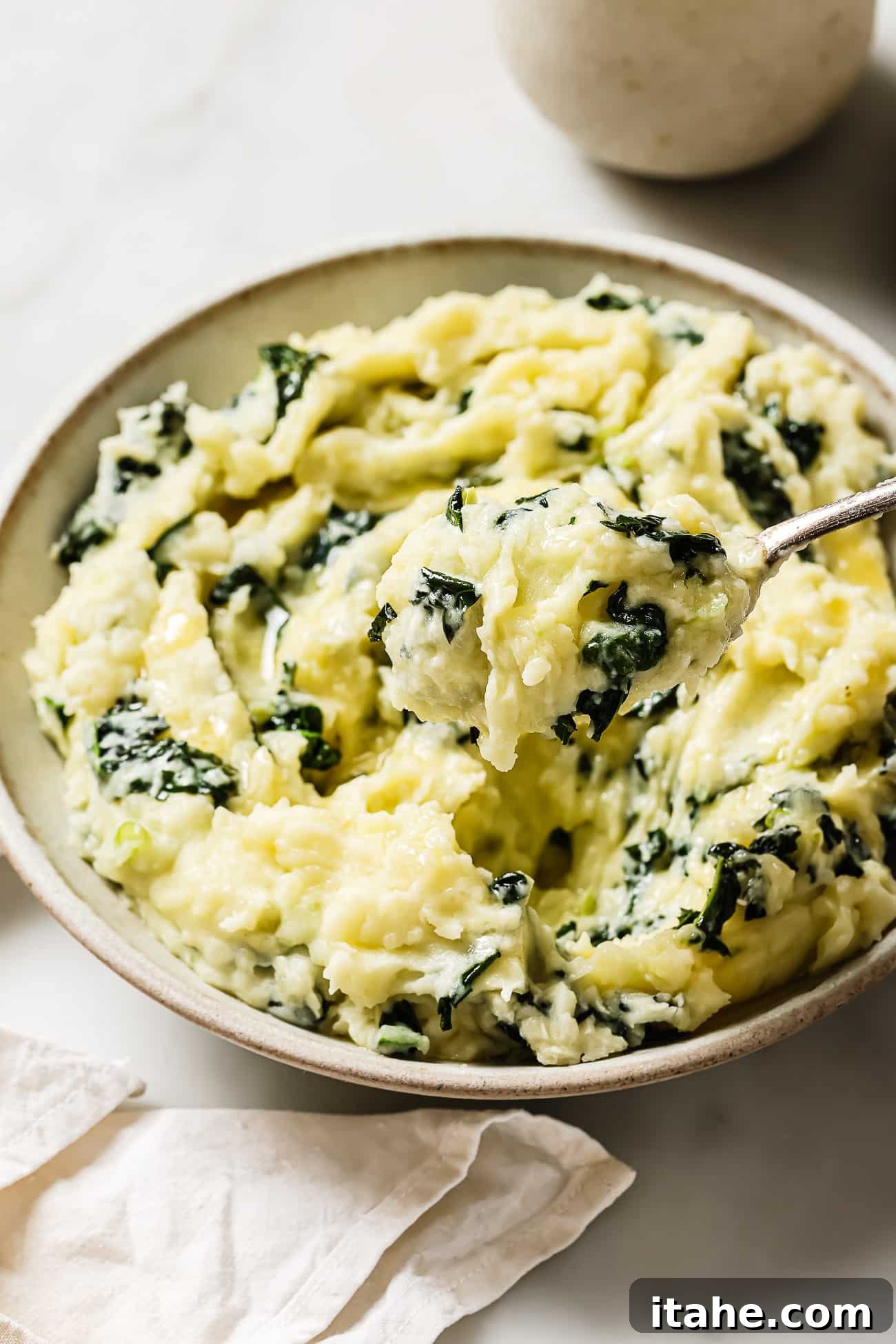 close up of colcannon on a bowl