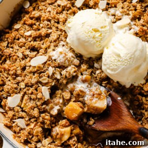 Gluten-free apple crisp with vanilla ice cream