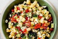 Greek Pasta Salad with Feta, Olives, and Fresh Herbs